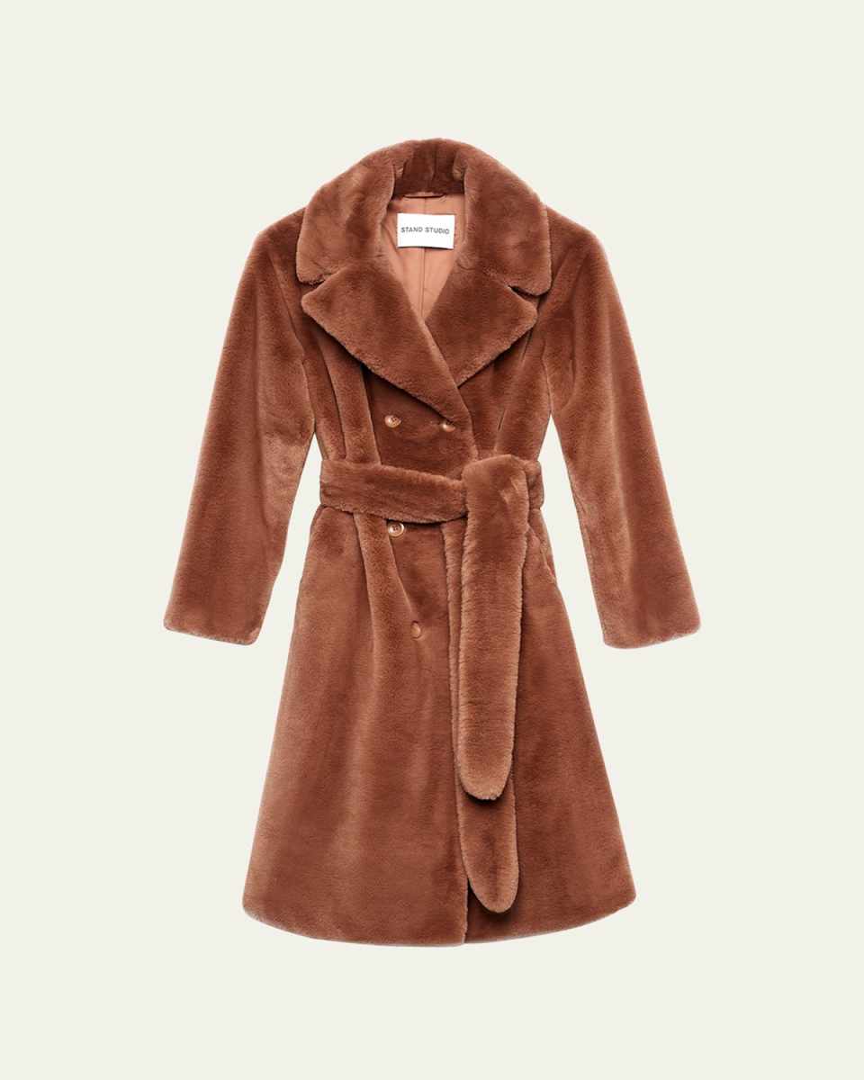 Faustine Faux-Fur Double-Breasted Coat